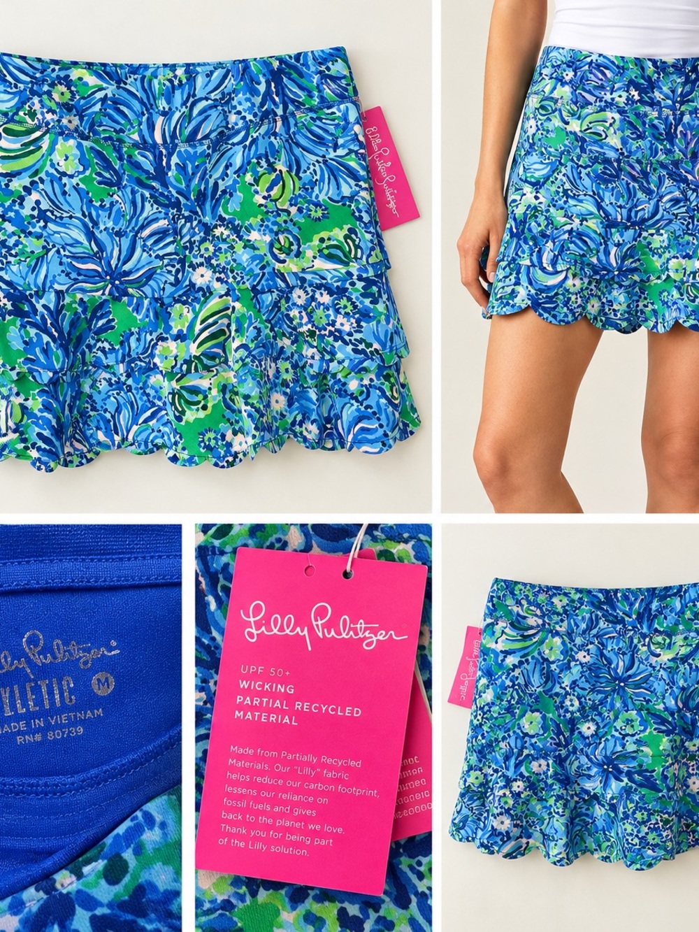 Lilly Pulitzer Bernilla Skort M Abaco Blue Turtle Awe Floral NWT $118